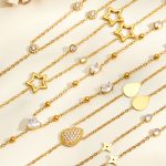 Light Luxury Inlaid Zircon Multi-Accessories Y-Shaped Pendant Necklace Stainless Steel Gold-Plated High-Grade Female
