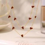 Design Three-Dimensional Love Weight Color Glaze Clavicle Chain Personality Heart-Shaped Stainless Steel Color Retaining Necklace for Women