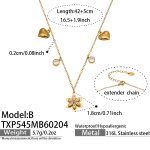 color: TXP545-B Gold Double Layer Flower Necklace