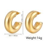 color: Plus Thick C Shape Hollow Earrings Gold MS-019