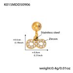 color: K015-Gold Inverted 8 Letter Zircon Pendant