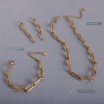 Marka Clip Pin Chain Necklace Stainless Steel 18K Gold Bracelet Earrings E245-P1046-F449