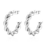 color: Two Wire Twist Twist C Shape Earrings -Steel Color MS-157