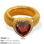 color: JZ50 US Size 7# Red Zircon Gold Ring