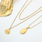 French Double Layer Twin Queen Portrait Oval Pendant Necklace DIY Gold-Plated Collarbone Necklace
