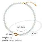 color: XL168 White Cat's Eye Stone Necklace