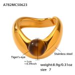 color: A782-Gold Tiger Eye Ring / size: US 7