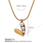 color: TPXL61G White Glass Bead Gold Necklace