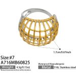 color: A716-Cutout Cube Two-tone Gold Ring -Size 7