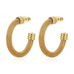 color: Full Mesh C Shape Earrings Gold MS-299