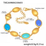 color: TXE269-Gold Blue Opal Bracelet 17+5cm