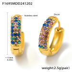 color: F1695-Gold Mixed Colors Zircon Earrings -Small