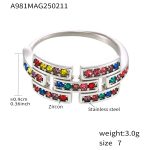 color: A981-Steel Color Mixed Colors Zircon Ring / size: US 7
