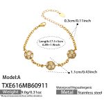 color: TXE616-A Style White Zircon Ball Gold Bracelet -17.5+5cm