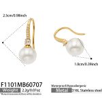 color: F1101-Zircon Shell Pearl Gold Earrings
