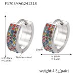 color: F1703-Steel Color Mixed Colors Zircon Earrings