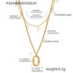 color: P2034-Double Layer Pearl Necklace 40+5cm