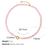 color: XL168 Pink Color Cat's Eye Stone Necklace