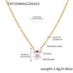 color: TXP254-Gold Bow Shell Pearl Necklace 34+6cm
