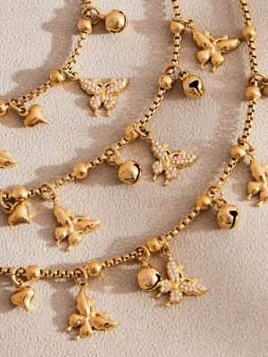 Super Exquisite Full Zirconium Three-Dimensional Butterfly Love Bell DIY Multi-Accessories Clip Beads Necklace Bracelet Plated 18K Real Gold