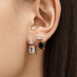 Square Stainless Steel 18K Zircon Earrings Female Earrings Light Luxury Female Accessories