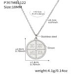 color: P367-Round Diameter 18mm Steel Color Necklace 41+5cm