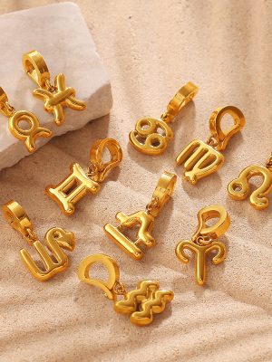 Summer Seaside Holiday Golden Twelve Constellation Bikini Buckle Pendant Plated 18K Gold DIY Accessories