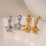 Design Five-Pointed Star Inlaid Shining Rhinestone Light Luxury Temperament Sweet Personality Women's Earrings Women