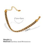 color: SL124GNWEG Green White Rhinestone Gold Bracelet