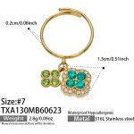 color: TXA130-Green Color Zircon Gold Ring -Size 7