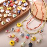 Sweet Cool DIY Dopamine Ceramic Pendant Stainless Steel 18K Gold Plating Creative Ornament Collection