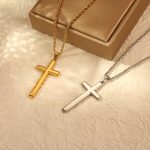 Stainless Steel Hemp Flowers Chain Snake Bones Chain Cuban Link Chain Double Layer Cross Pendant Ornaments Necklace