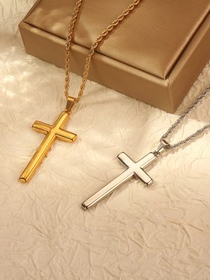 Stainless Steel Hemp Flowers Chain Snake Bones Chain Cuban Link Chain Double Layer Cross Pendant Ornaments Necklace