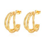color: Three-wire Twist Earrings Gold