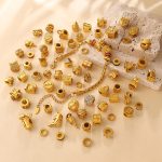 Retro Flower Crown Love Heart Variety Shape Golden Spacer Beads Stainless Steel 18K Gold Plating DIY Beaded Collection