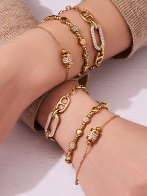Light Luxury 5A Zircon XINGX Ball Bracelet Stainless Steel 18K Real Gold Beaded Advanced Ornament Female