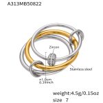 color: A313-Two-tone Gold Geometric Multi Layer Ring