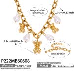 color: P222-Imitation Pearl Bear Gold Multi-pendant Necklace 43+5cm