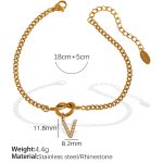 color: SL100 White Rhinestone V Gold Bracelet
