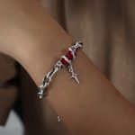color: NE004-Red Zircon Steel Color Bracelet