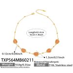 color: TXP564-Gold Orange Cat's Eye Stone Necklace