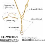 color: P432- Box Link Zircon Gold Y Shape Necklace -41.5+5cm