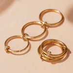 Roman round Diamond Three-Layer Ring Ring Set 18K Gold Plating Stainless Steel Inlaid Zircon Little Finger Ring