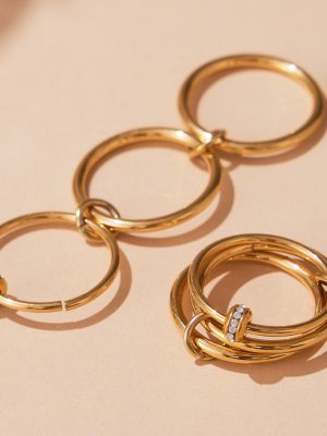 Roman round Diamond Three-Layer Ring Ring Set 18K Gold Plating Stainless Steel Inlaid Zircon Little Finger Ring