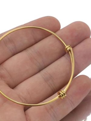 Same round Adjustable Bracelet 304 Stainless Steel Bracelet Push-Pull Elastic Open Coil
