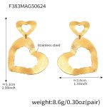 color: F383-Gold Double Heart Earrings
