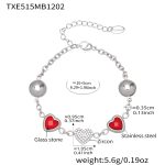 color: TXE515-Red Color Glass Stone Steel Color Bracelet 16+5cm