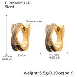 color: F1209-Black Zircon Earrings -Large