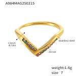 color: A984-Gold Mixed Colors Zircon Ring / size: Adjustable US 7