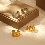 New Series Stainless Steel 18K Earrings Hollow Stars Curved Ring Earrings Personalized Design Female